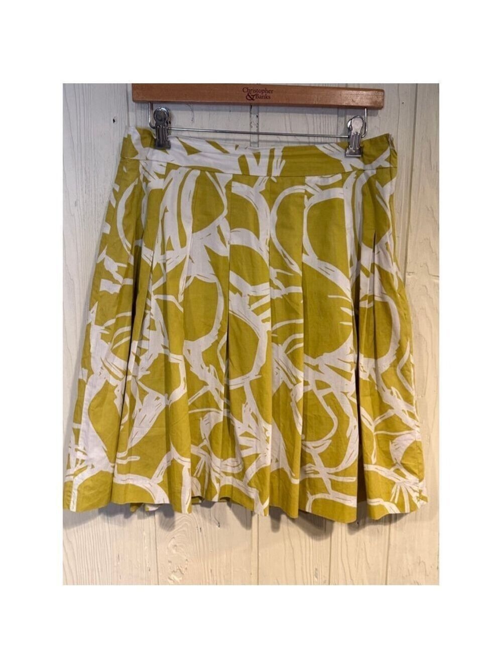 H&M Women A-Line Skirt Yellow White Size 10